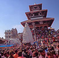 Holi in Basantapur Crowds enjoying Holi in Basantapur